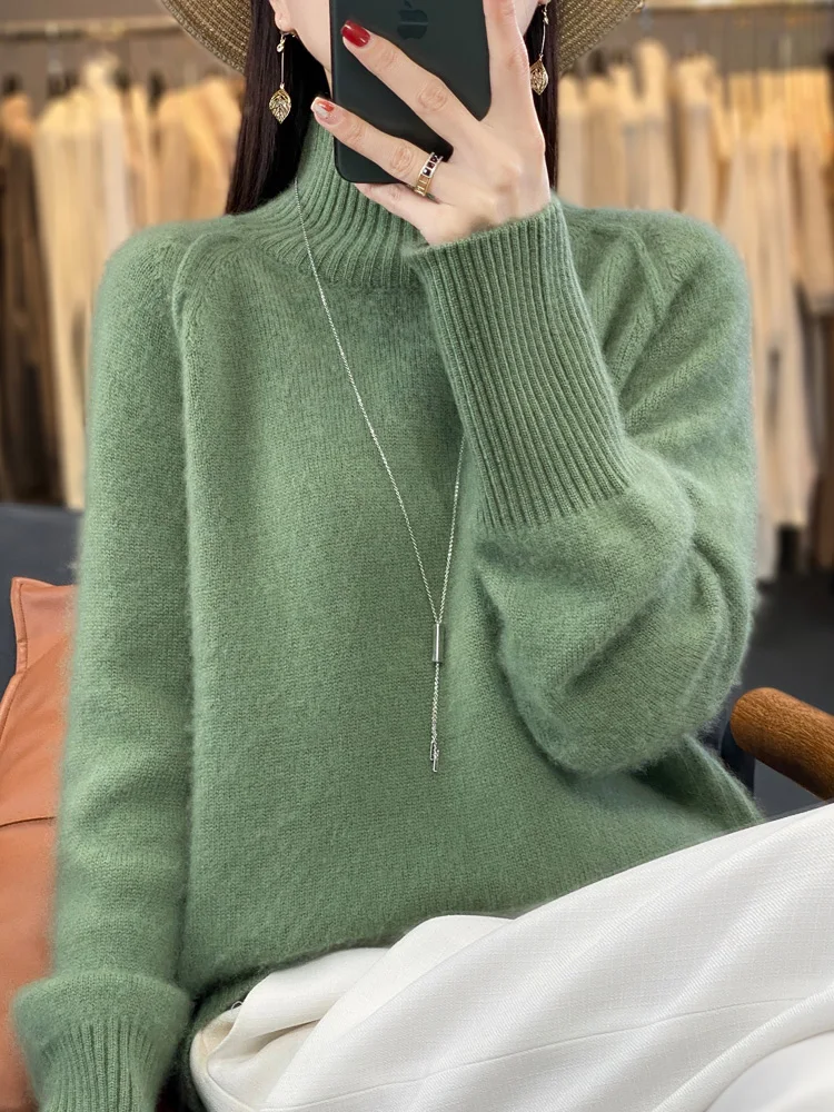 Women Turtleneck Sweater Autumn Winter Basic Pullover 100% Merino Wool Long Sleeves Cashmere Knitted Jumper Female Clothing Tops 3