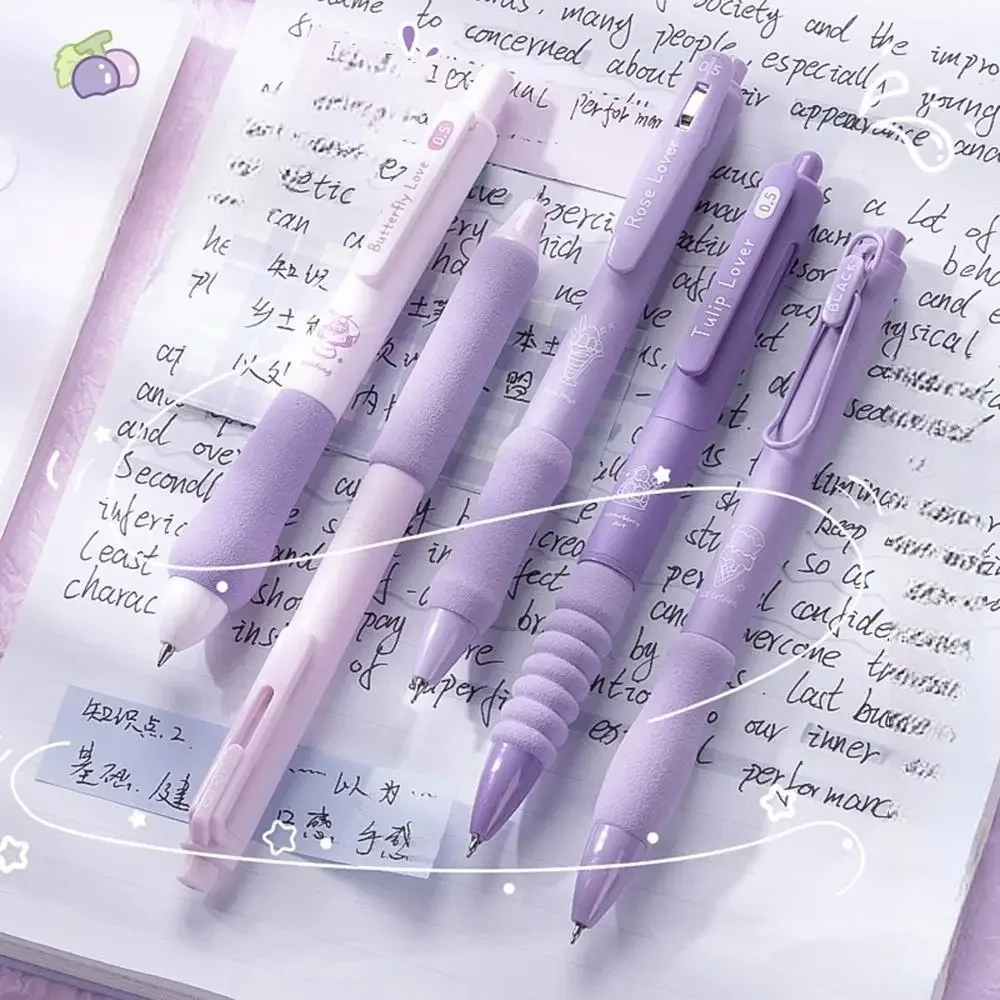 5Pcs/Box Press Gel Pen 0.5mm Black Ink Quick-Drying Pens Students Writing Pens Stationery