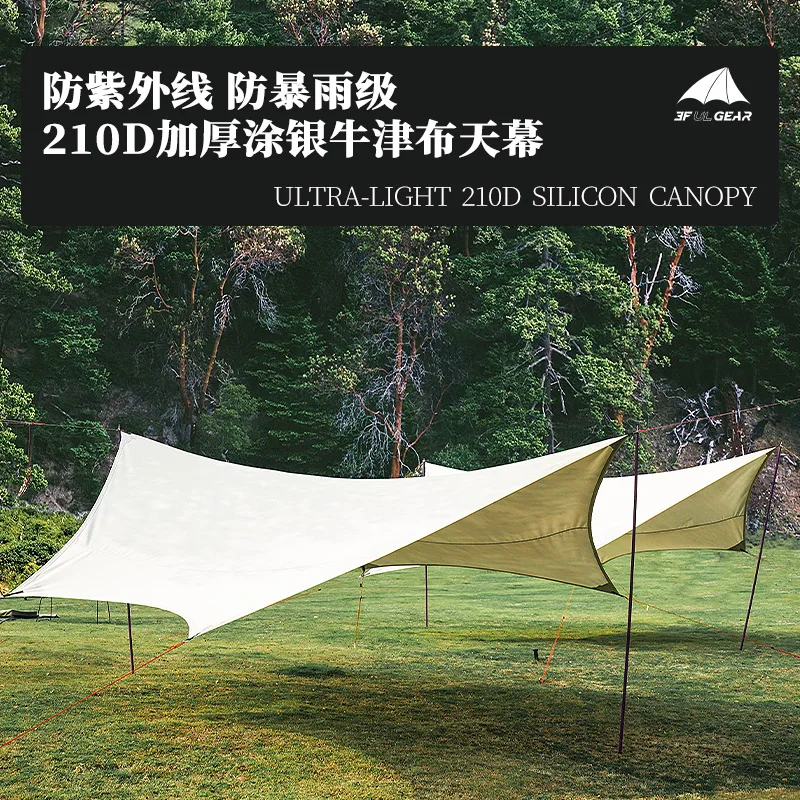 3f Ul Gear Large Camping Tarp 5.5*6m Outdoor Survival Sun Shelter Shade