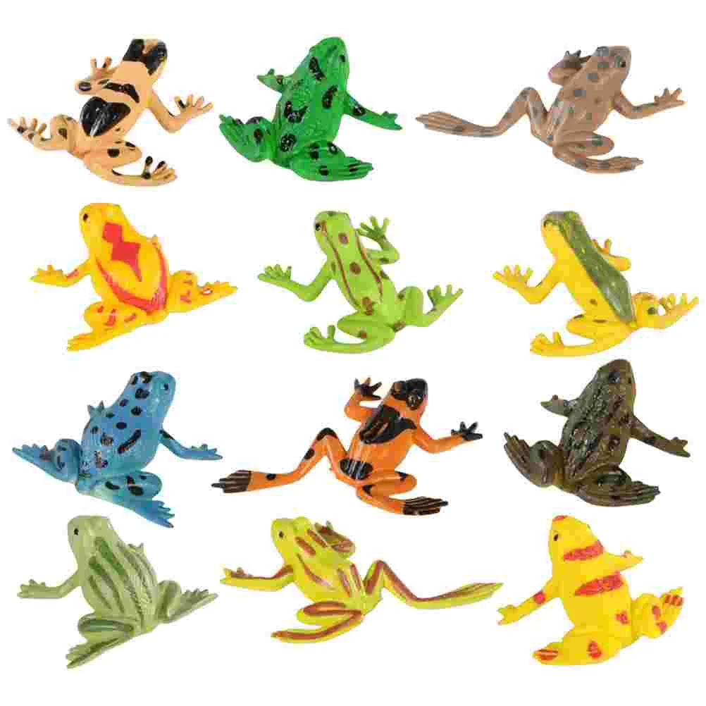 

12 Pcs Frog Model Frogs Figurine Decor Small Kids Outdoor Toys Plastic Figurines Playsets Mini