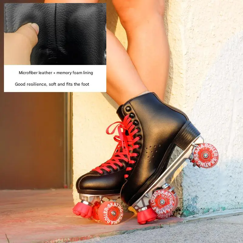 Size 35-44 Double Row Roller Skates 4 Wheels Shoes For Women Beginner Outdoor Ice Skating Rink Training Quad Sneakers New