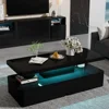 Double-Layer Design for Living Room Green Coffee Table Modern Stylish Coffee Table With 16 Colors LED Lights Black Furniture 1