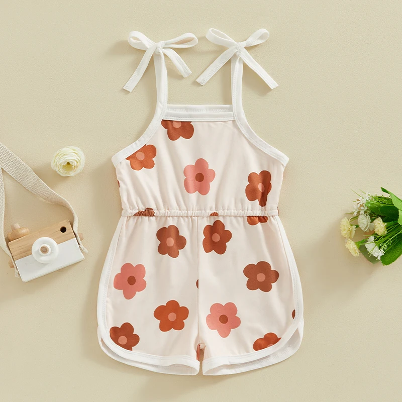 Baby Girls Summer Jumpsuits 0-24M Sleeveless Square Neck Flora Print Shorts Playsuit baby jumpsuit cotton jumpsuit baby clothing