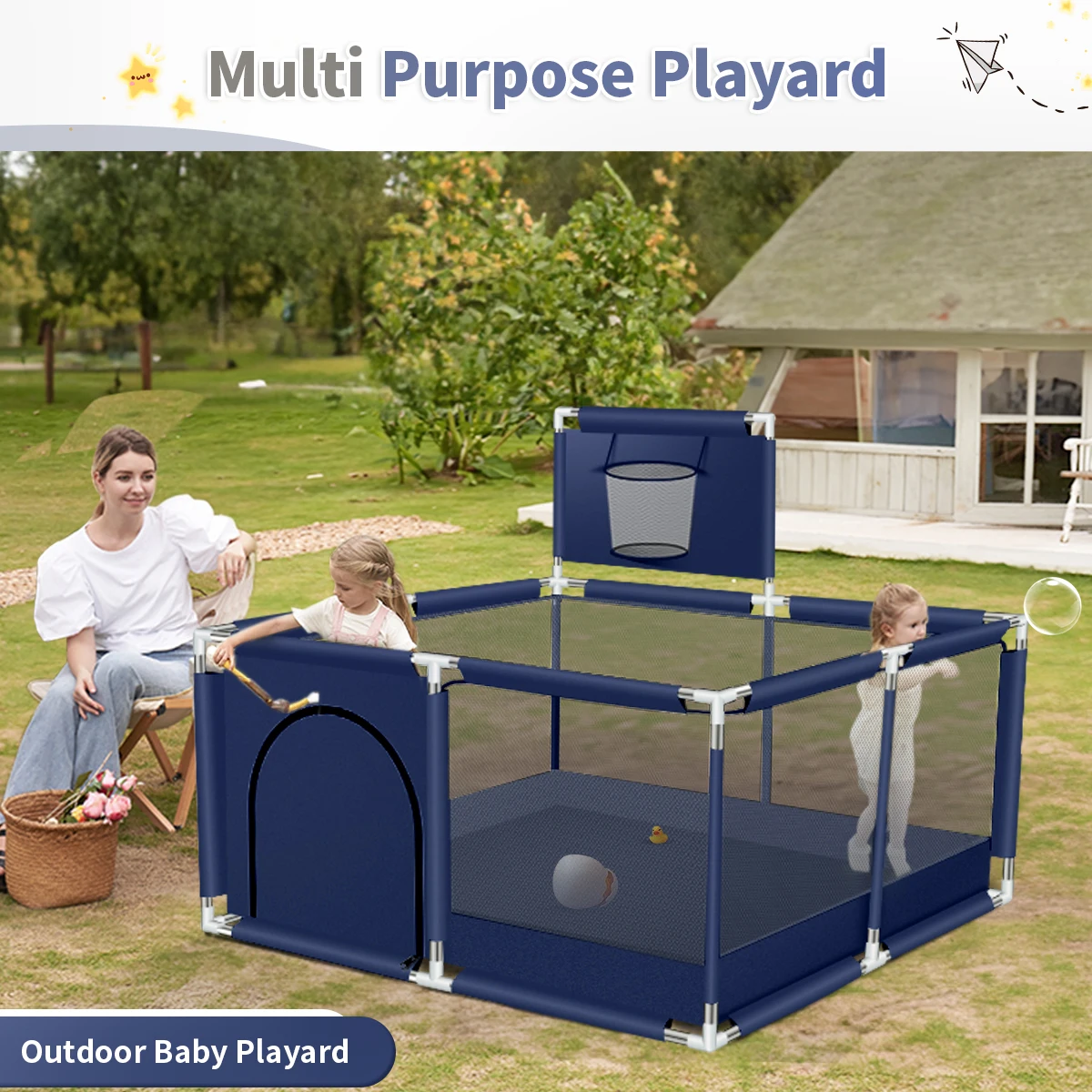 Baby Playpen Indoor Baby Playground Park for Baby Balls Pool Basketball Activities for Baby Gym Safety Child Game Fence