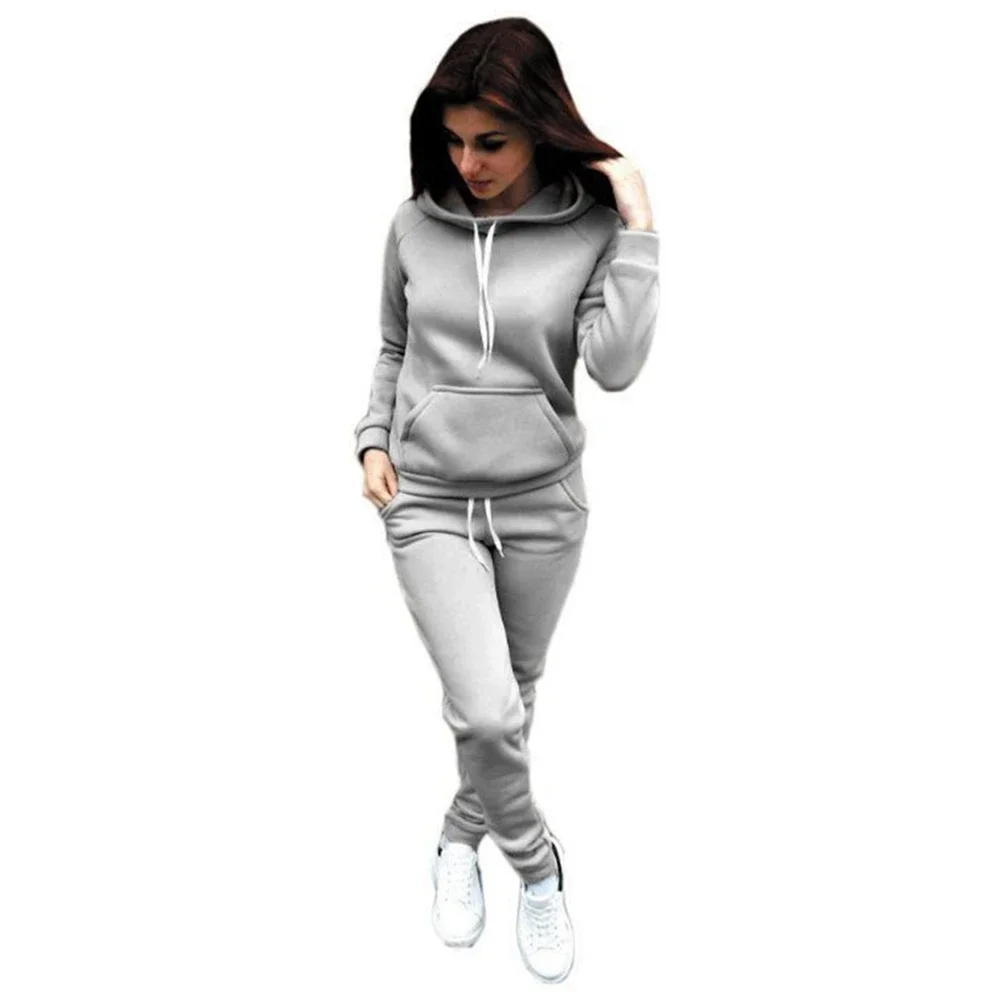New Plush Fashion Casual Women's Autumn and Winter Hooded Sweater and Trousers Set