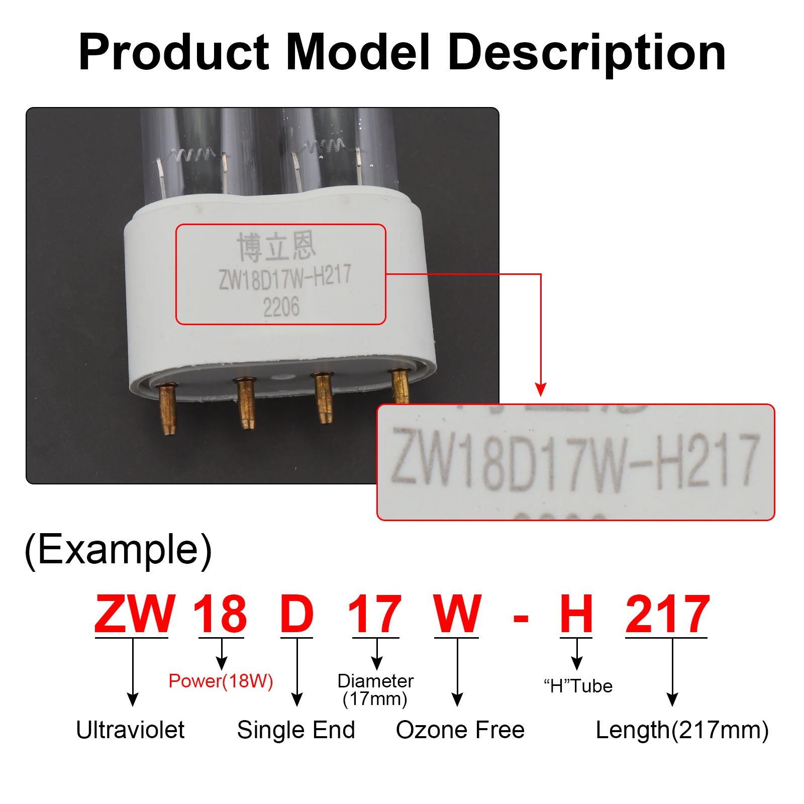 UV Disinfection Lamp UV Sterilization Lamp 2G11 UV Tube 4-Pin 18W 24W 36W 55W UVC Lamp Purification