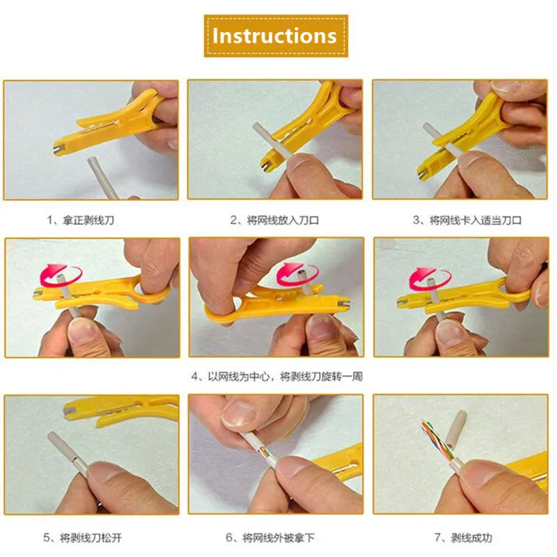 Wire Stripper Tools Multi Functional Tools Electrician Tools 2Pcs Cable Stripper Knife Crimper Pliers Crimping Tool Cable Stripping Wire Cutter For RJ45 Cat5 Network Wire