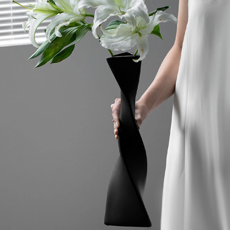 Gran Oferta, Florero De Cerámica Nórdico, Florero Moderno, Simple, Alto Y Delgado, Jarron Giratorios Altos Para Decoración Del Hogar, Sala De Tar Y Critorio