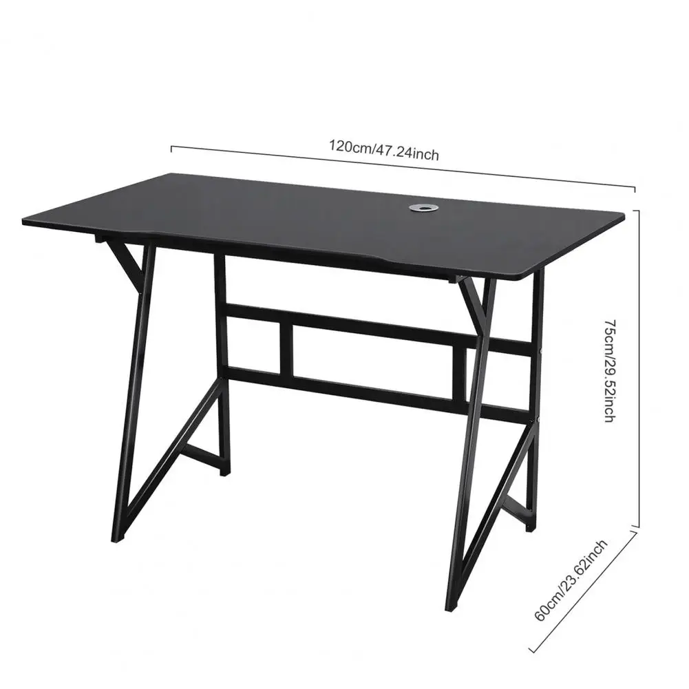 Home Office Gaming Desk with K-shaped Steel Legs, Laptop Computer Desk with Cable Management Hole, Study Room Corner Table 6