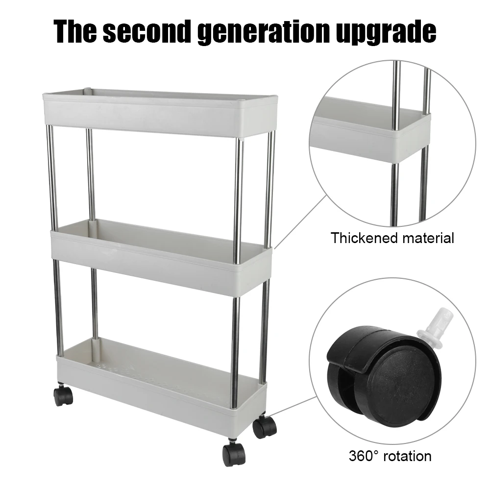 Storage Cart for Kitchen Bathroom with Rolling Wheels Multi-layer 3/4 Layer Space Saving Organizer Household Rack Mobile Shelf