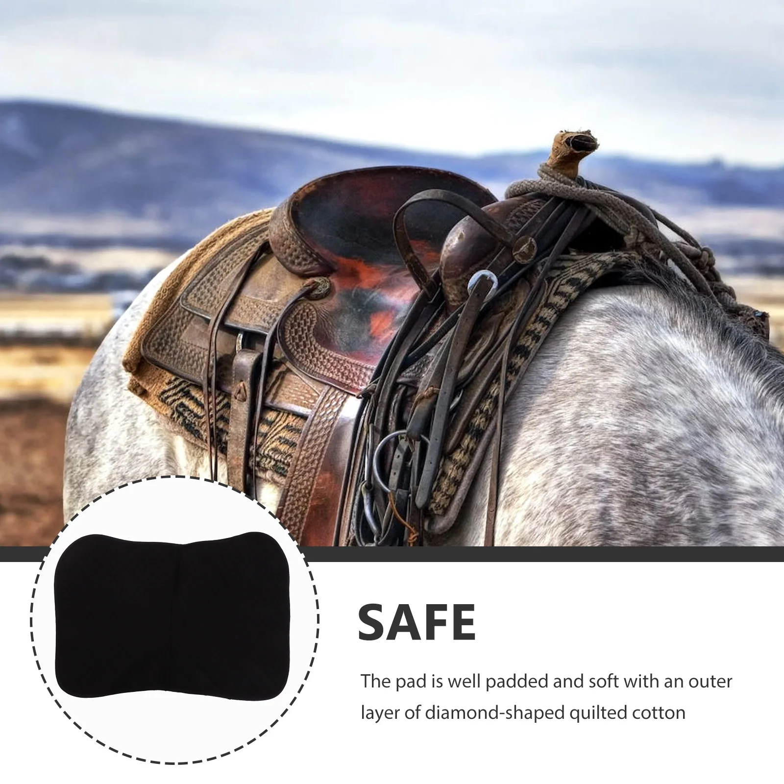 Horse Stables Saddle Pad Pads for Seat Cover Riding Accessories Black Polyester