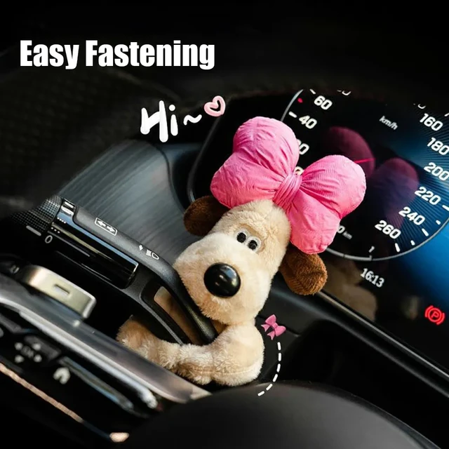 Car Plush Doll Ornaments Cute Bowknot Dog Column Shifter Turn Signal Wipe  Lever Decoration Accessories For Tesla Mercedes Benz - AliExpress