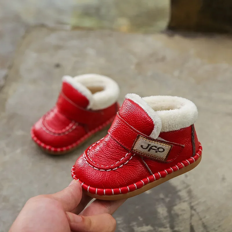 Snow Boots Autumn Winter Baby Girls Boys Genuine Leather Warm Plush Outdoor Infant Toddler Soft Bottom Kids Children baby shoes baby boots winter snow boots