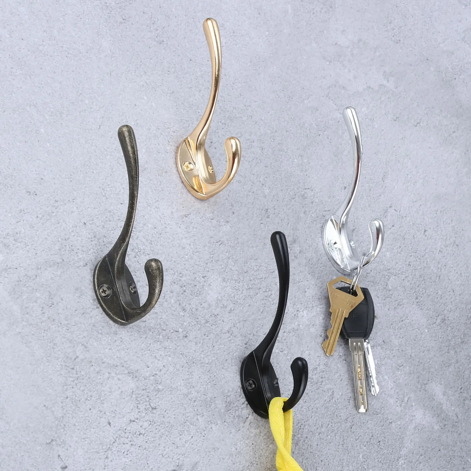 1pc Heavy Duty Alloy Hook Wall/Door Mounted Hanger Door w/screw Black/Gold/Silver/Antique Bronze Coat/Key/Bag/Towel/Hat Holder 2