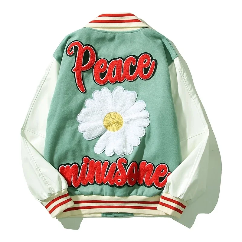 

New Men Women Anime Embroidery Varsity Jackets Autumn Hip Hop Harajuku Retro Print Letter Korean College Jacket Baseball Uniform
