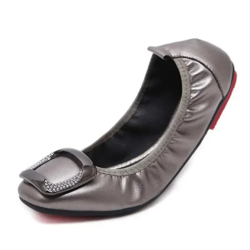 BEYARNE  Plus Size Women Crystal Women Foldable Flat Shoes Fashion OL Ladies Flats Round Toe Woman's Footwear Female 2
