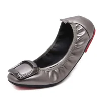 BEYARNE  Plus Size Women Crystal Women Foldable Flat Shoes Fashion OL Ladies Flats Round Toe Woman's Footwear Female 2