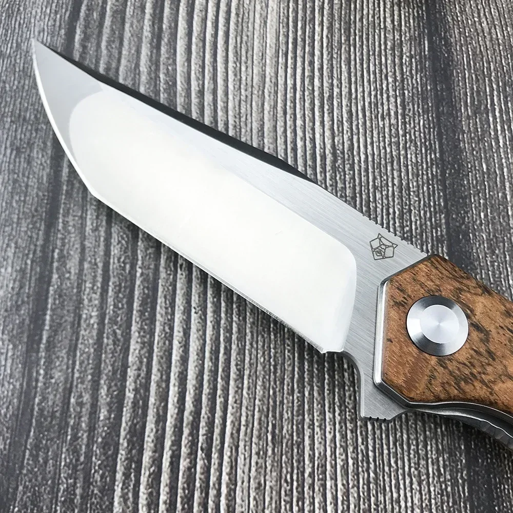 Shirogorov D2 Blade Bearing Flipper Folding Pocket Knife Russian Style Hunting Camping Knives Wooden Handle Outdoor EDC Tool 3