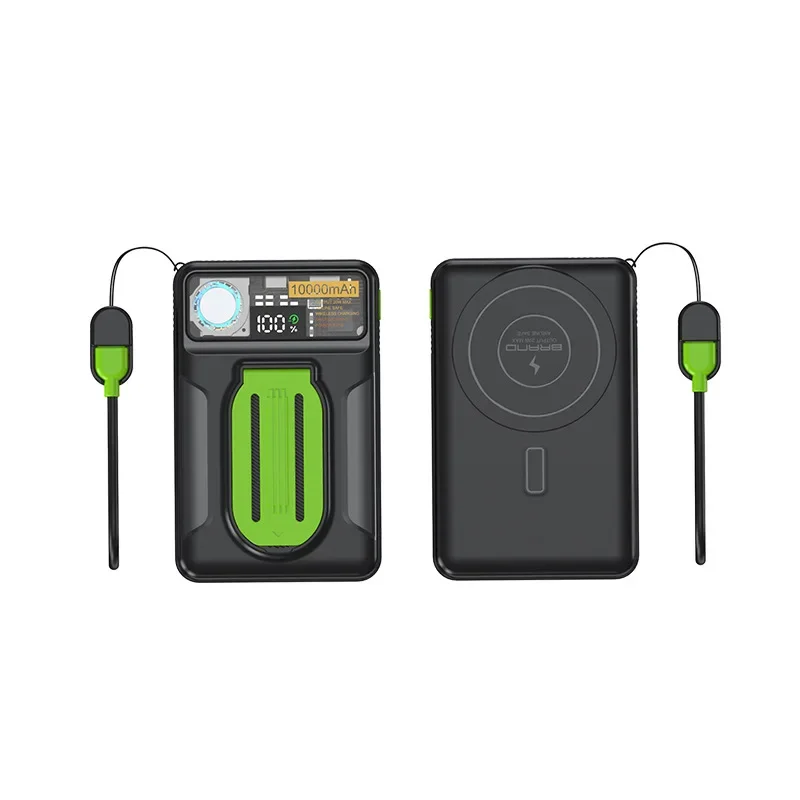 סוללת גיבוי ניידת מגנטית 22.5W עם כבל מובנה תצוגה דיגיטלית לאייפון 16 סמסונג הואווי שיאומי