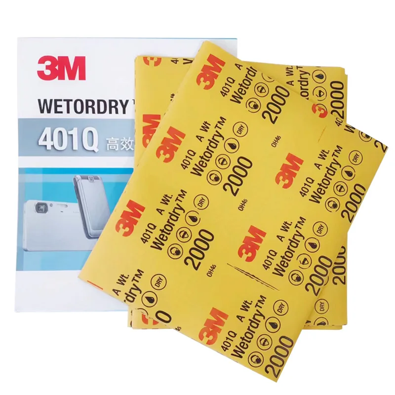 3M 401Q 2000 Grit Wet/Dry Sandpaper Sheet-Large 227x280mm Abrasive For Car Paint Metal & Musical Instrument Polishing