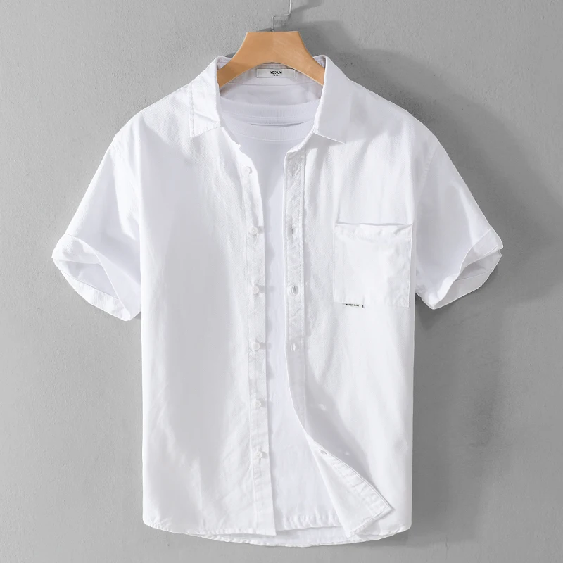 

Новые дизайнерские брендовые рубашки из чистого хлопка с короткими рукавами для мужчин, модные однотонные удобные женские топы, одежда, мужская рубашка