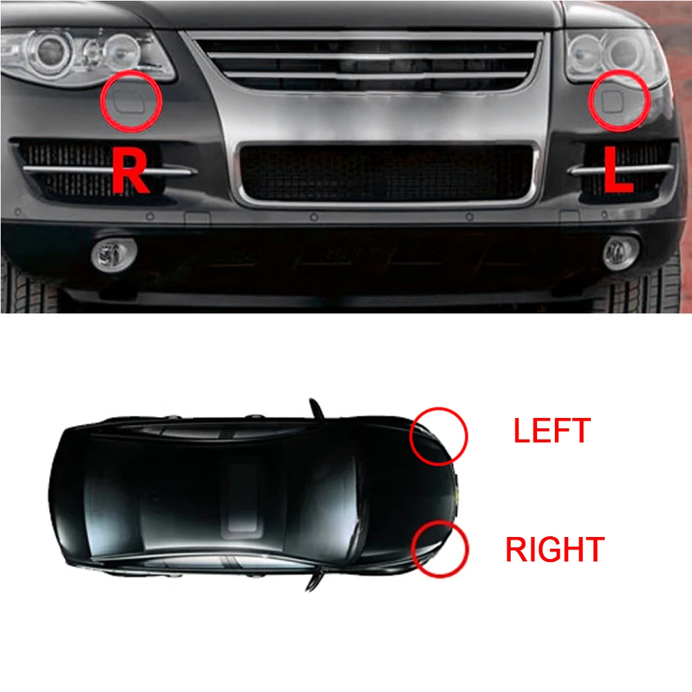 2Pcs Front Bumper Headlight Washer Nozzle Cover Caps Black 7L6807751B+7L6807752B Left+Right For VW Touareg 2007 2008 2009 2010 6