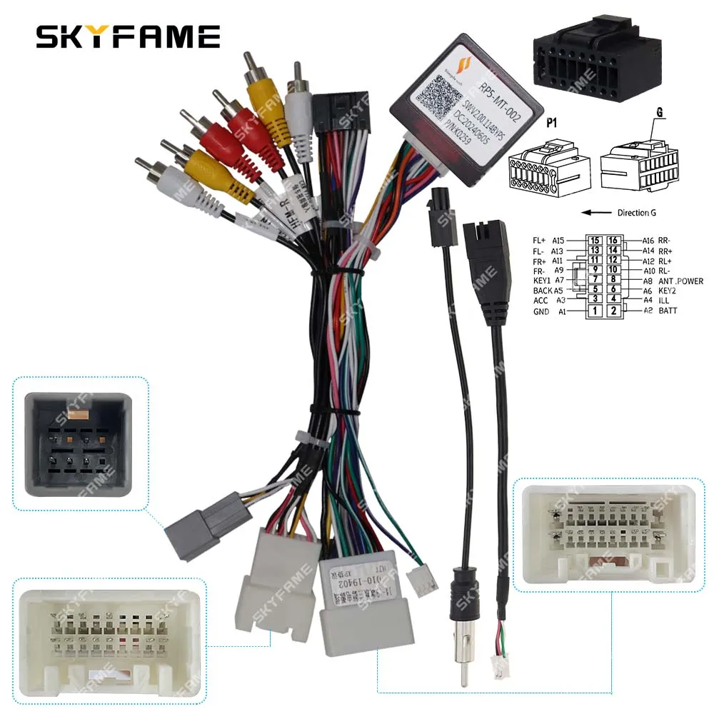 SKYFAME Car 16pin Wiring Harness Adapter Canbus Box Decoder Android Radio Power Cable RP5-MT-002 For Mitsubishi ASX RVR