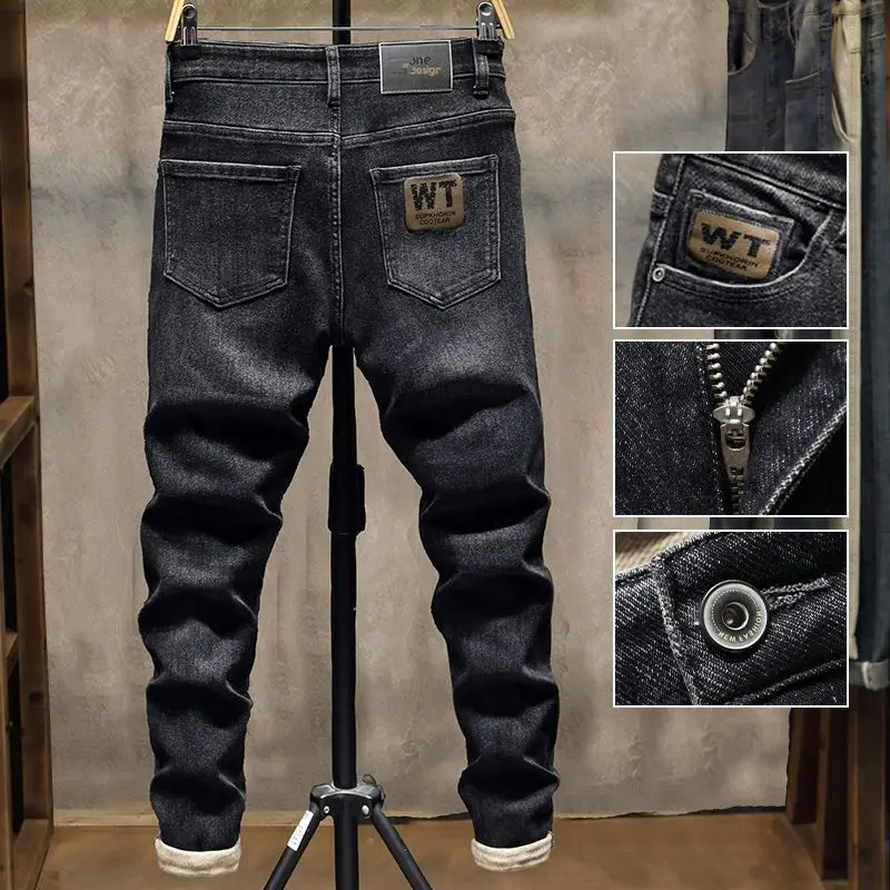 

Spring and Autumn Korean Classic Harajuku Boyfriend New Street Wear Luxury Fashion Washed Men's Jeans Casual Slim Denim Pants