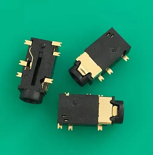100PCS Copper 3.5MM Headphone PJ-342 Socket Audio Connector 6 Pin Patch 6 feet Double Track gold plated Headphone Socket Jack