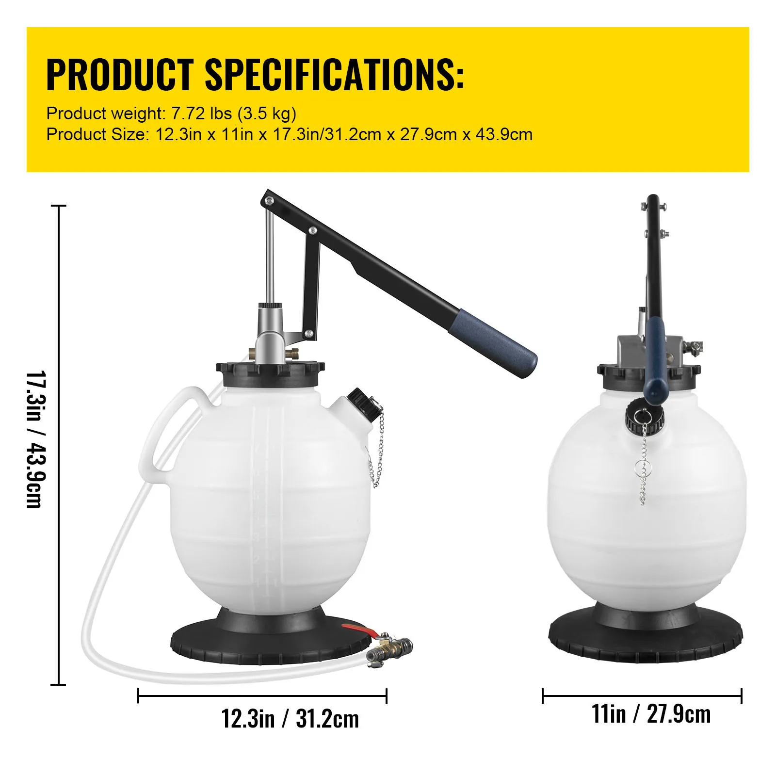 Oil Syringe Pump Liquid Transfer Pump SucceBuy Transmission Fluid Pump ATF Fluid Transfer Filler 7.5L with Control Valve & 15 Common Adapters Kit for Oil Replacement