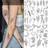 Black Flower Tattoo Sketch Tattoo Sticker Rose Blossom Tattoo Temporary Waterproof Fake Tattoo For Woman Art Tatoo Sticker 1