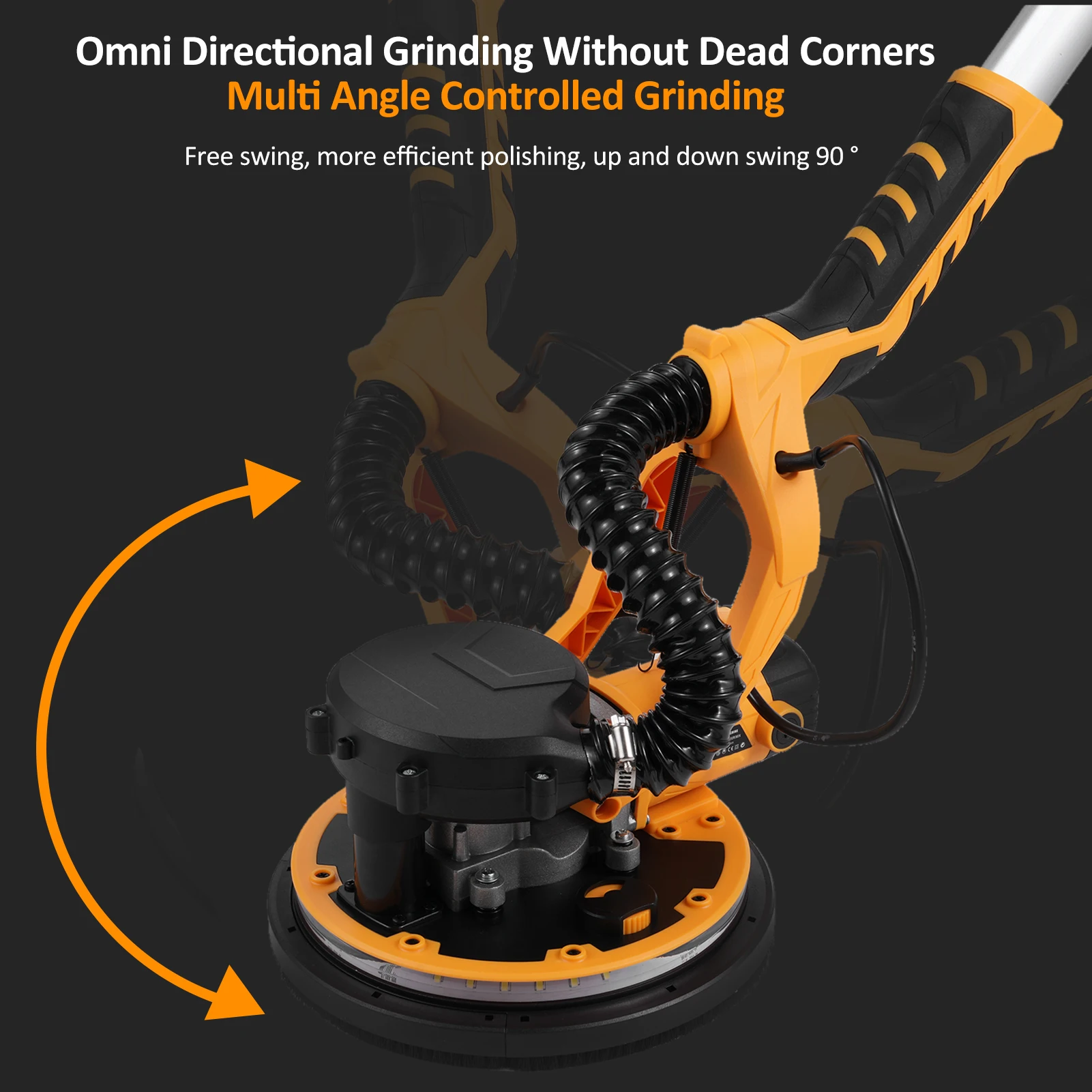 1390W Electric Sander Drywall Sander 5 Variable Speed 800-1800 RPM Wall Sander with Extendable Handle 20 Pcs Sanding Discs 3