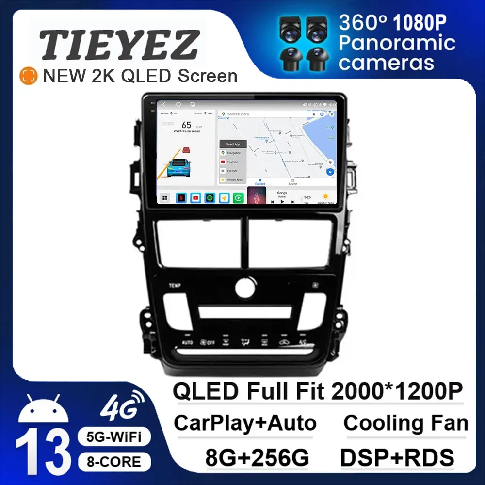 

9 "Android 13 для Toyota Vios Yaris 2018 2019 2020 навигация GPS Автомобильный мультимедийный видеоплеер стерео автомобильное беспроводное радио Carplay
