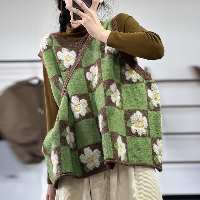 Gilet Donna Maglia Moda Donna Invernale Tinta Unita Fantasia