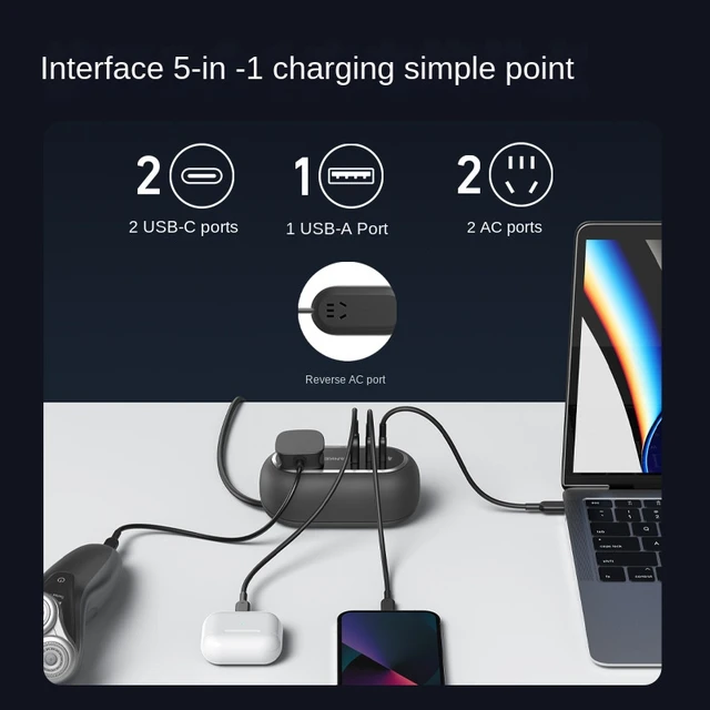 Anker Prime 6-in-1 USB-C Charging Station, 140W Compact Power Strip for  Work and Travel, 5 ft Detachable Extension Cord with 6 Ports 