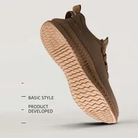 Baskets décontractées antidérapantes pour hommes, respirantes, pour Jogging en plein air, entraînement, randonnée, sport, course en plein air, chaussures à lacets en tricot tissé 4