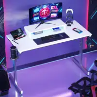42 inch LED Gaming Desk with Monitor Stand PC Computer Gamer Home Office Table in White 1