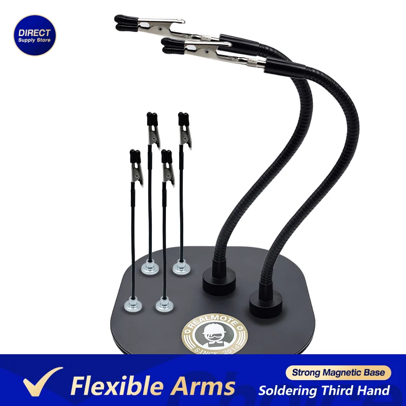 Soldering Third Hand Strong Magnetic Base Flexible Arms PCB Holder Electronics Repair Alligator Clip Welding Tool