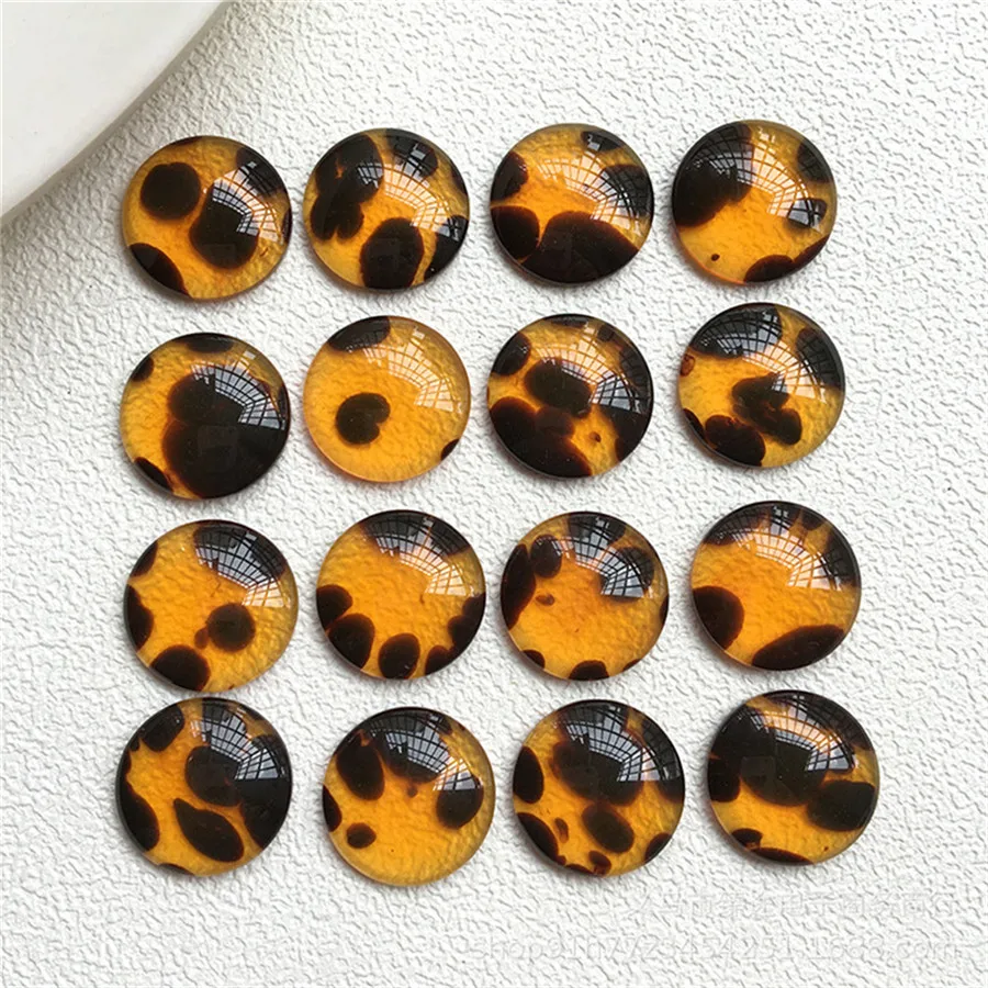 

Julie Wang 10PCS 16mm Resin Round Leopard Cabochon Flat Back Cameo Jewelry Making Phone Case Decoration Accessory