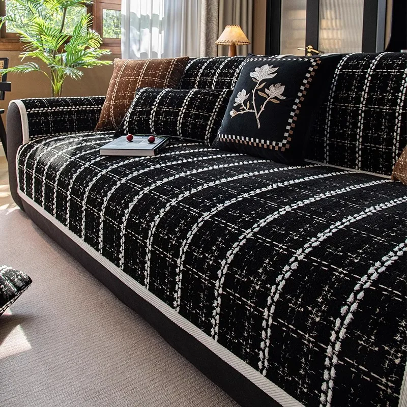2024 Winter Slipcover Funda Sofa Mats housses de canapé Living Home Non-slip Scottish Plaid Sofa Cushion Couch Sofa Covers 3