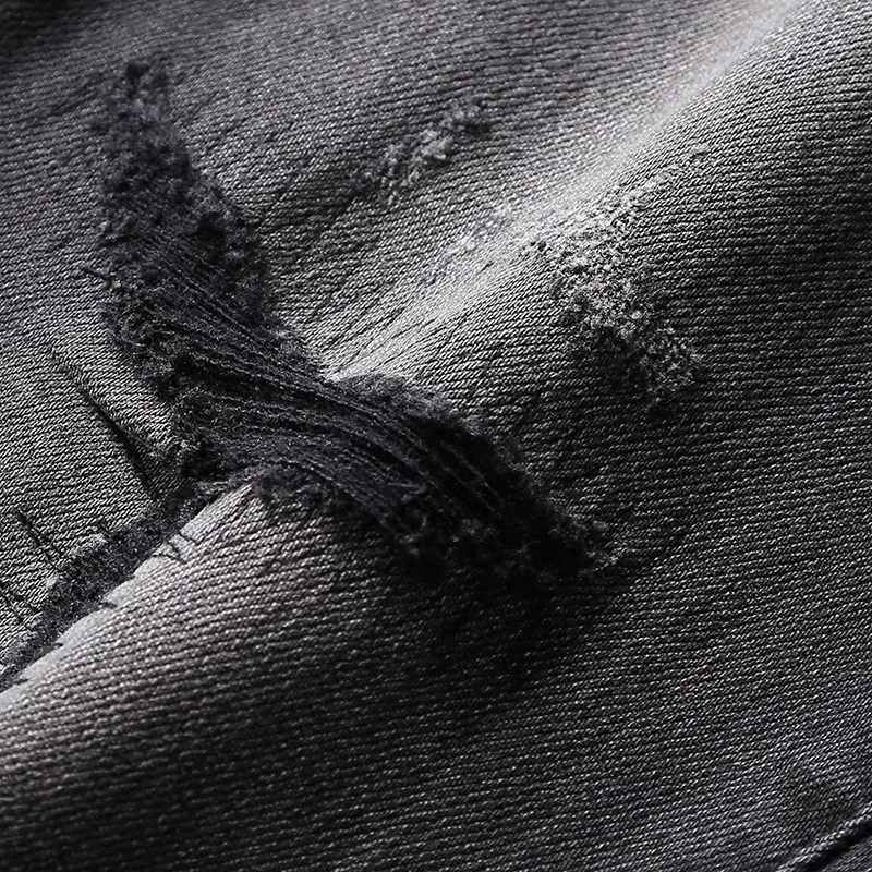 Bike Street Fashion Men's Jeans High Quality Retro Blue Elastic Slim Fit Panel Designer Jeans Homme Hip Hop Jeans for Men