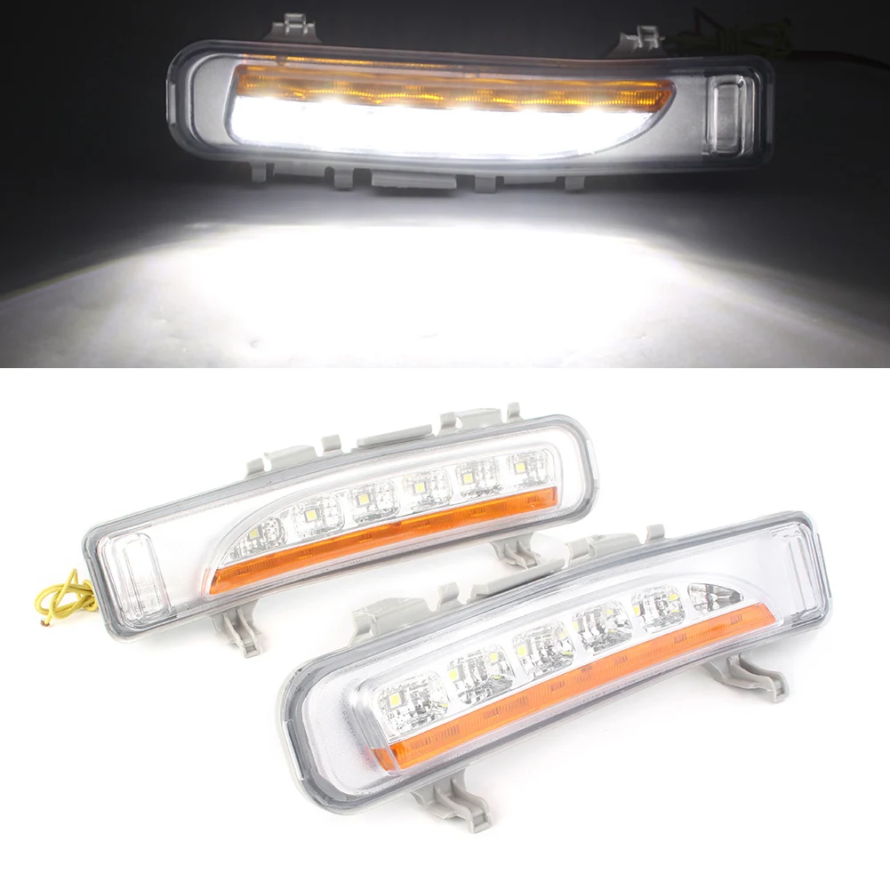 Pair LED DRL Daytime Running Light Turn Signal Fog Lamps For Ford Edge 2011-2014 