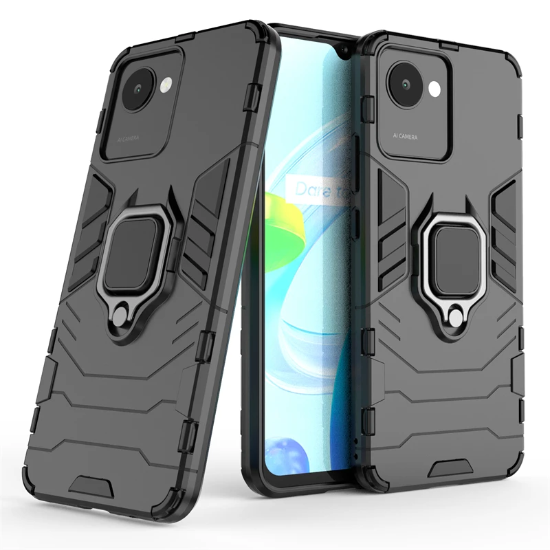 

For Cover Realme C30 Case For OPPO Realme C30 Capas Shockproof New PC Holder Ring Stand Magnetic Case For Realme C 30 C30 Fundas
