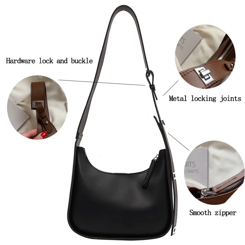 Versatile Retro Women's Shoulder Bags Fashionable Solid Color Crossbody Bag For Women Daily Commuting