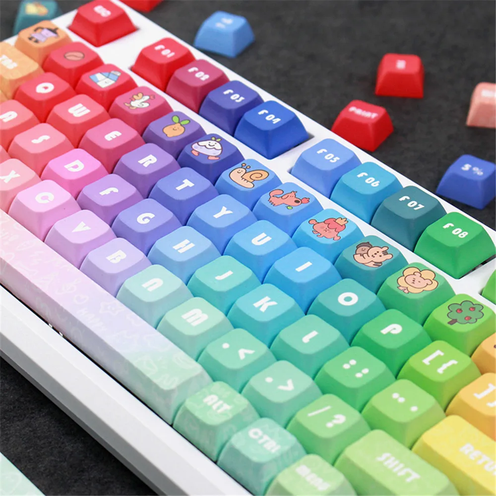 

133 Keys/Set Rainbow Cartoon XDA Profile PBT Keycap Dye-Sub Custom Keycaps for Mechanical Keyboard Caps Keyboards DIY MX Switch