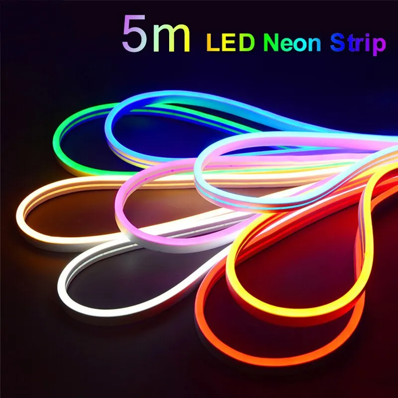 Neon Light Strip LED Flexible Silicone Set 2835 5M 600 Lights Embedded