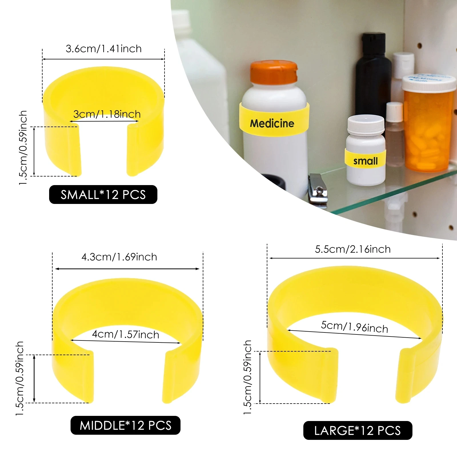 Medicine Bottle Clips for Easy Medication Identification Portable Pill Bottle Clip with Marker Labels Pen, Perfect for Daily Use
