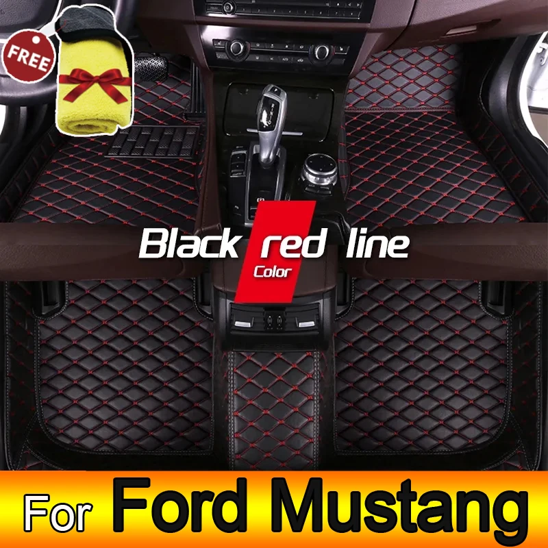 

Автомобильные коврики из искусственной кожи на заказ для Ford Mustang 2015-2023, детали интерьера, автомобильные аксессуары