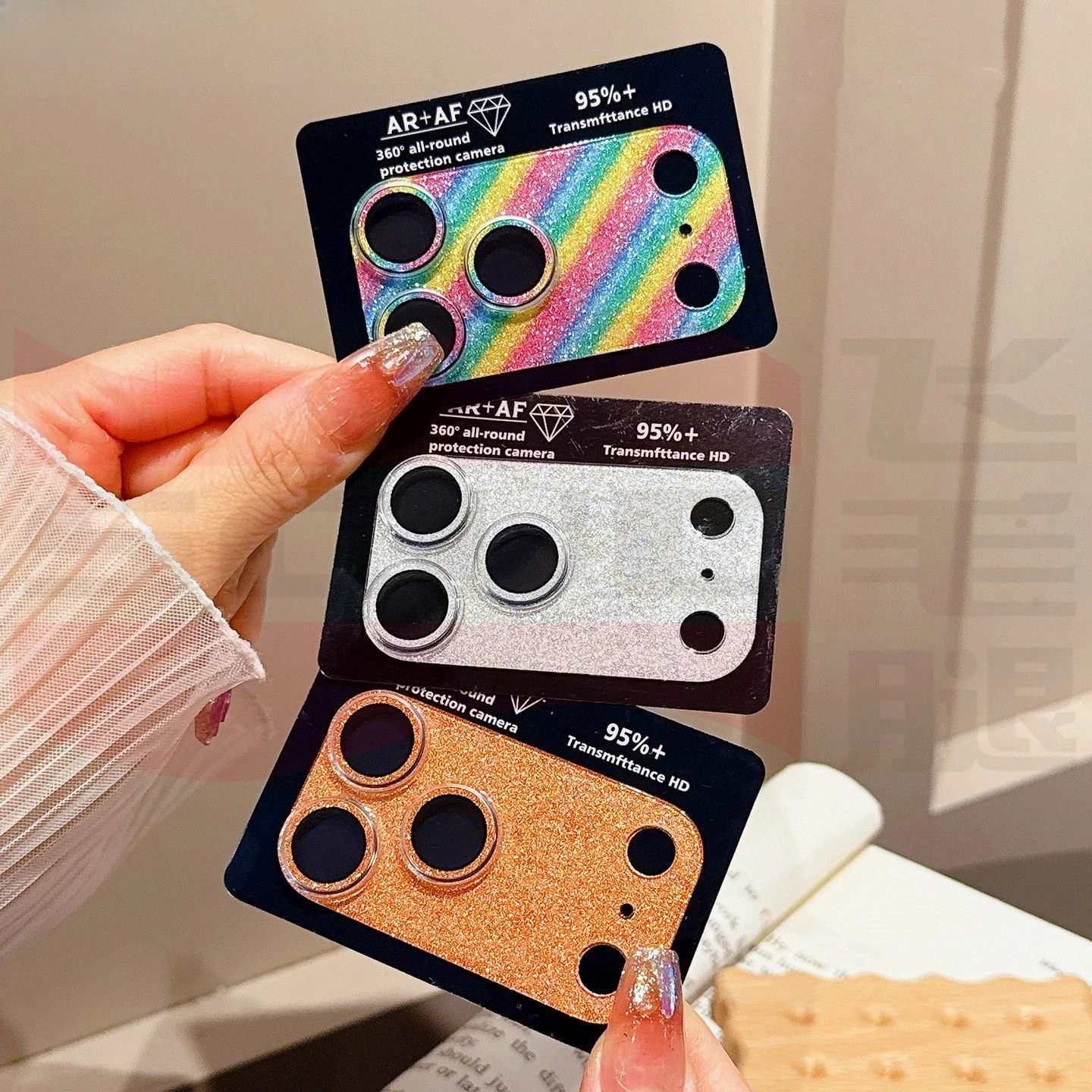 Luxury Glitter Acrylic Camera Protector Film - Shockproof Shiny Lens Cover