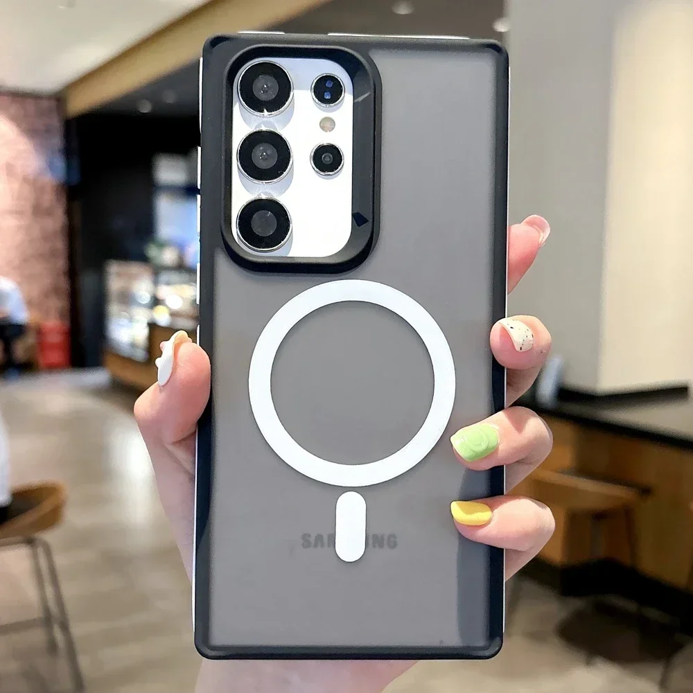 Frosted Dual-Color Magnetic Wireless Charging Case - Anti-Slip Matte Finish